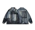 Ραφή patch βαμβάκι denim σακάκι ρούχο oem/odm χονδρική jacket jean με ζώνη distred denim σακάκι για men1
