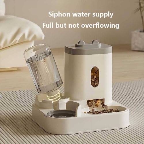Mangiatoia e abbeveratoio automatico per animali domestici 2 in 1 con fornitura d'acqua a sifone