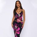 2024 Summer European and American Flower Print Dress Set1