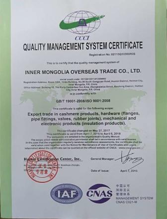 QUALITY MANAGEMENT SYSTEM CERTIFICATE