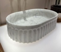 Polished Custom Carara White Marble Bathroom Oval Sink1