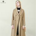 Autumn Winter Camel Double Breasted Fleece Wool Coat for Women1