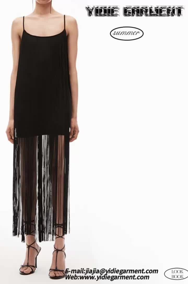 Elongated Fringe Minidress