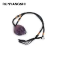 Natural Amethyst Stone Pendant Necklace ornaments Purple crystal quartz Raw color plated Charm healing Finding