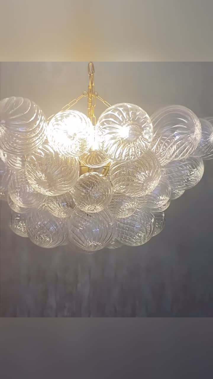 Spiral-textured glass chandelier