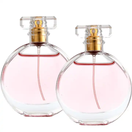 Beleza atemporal em todos os spritz: garrafas de vidro de perfume redondo reveladas