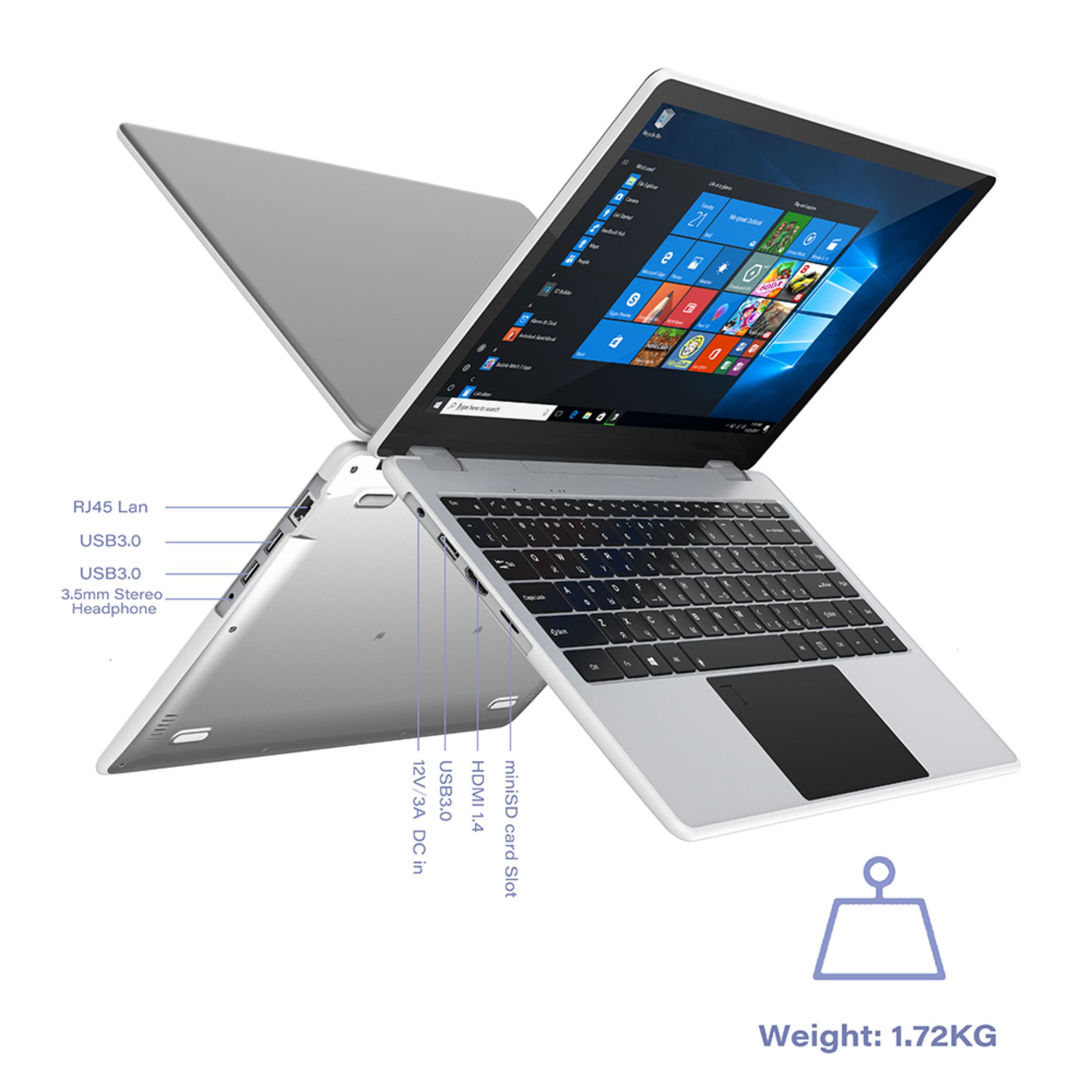 2-em-1 ioga portátil 360 ° notebook dobrável E1301 (VT13)