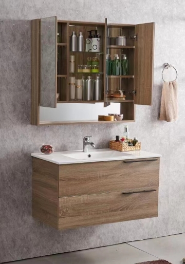 Bathroom plywood cabinet with mirror
