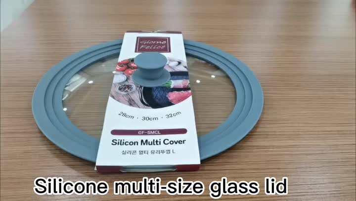 multi size slicone glass lid with color sleeve