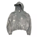 Cropped vintage πλύσιμο προσαρμοσμένο ελαστικό hem puff ζωγραφική hoodie τυπωμένα hoodies για men1
