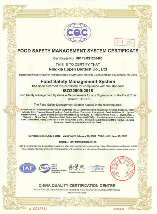 food safety managemnet syetem certificate