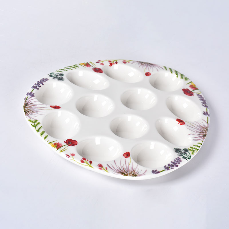 Amazon Easter Chef Buddy Ceramic 12 compartimentos porta-ovos Bandeja Prato Deviled Egg Bandeja