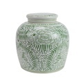Green and White Floral Ceramic Ginger Jar for Home Decoration1