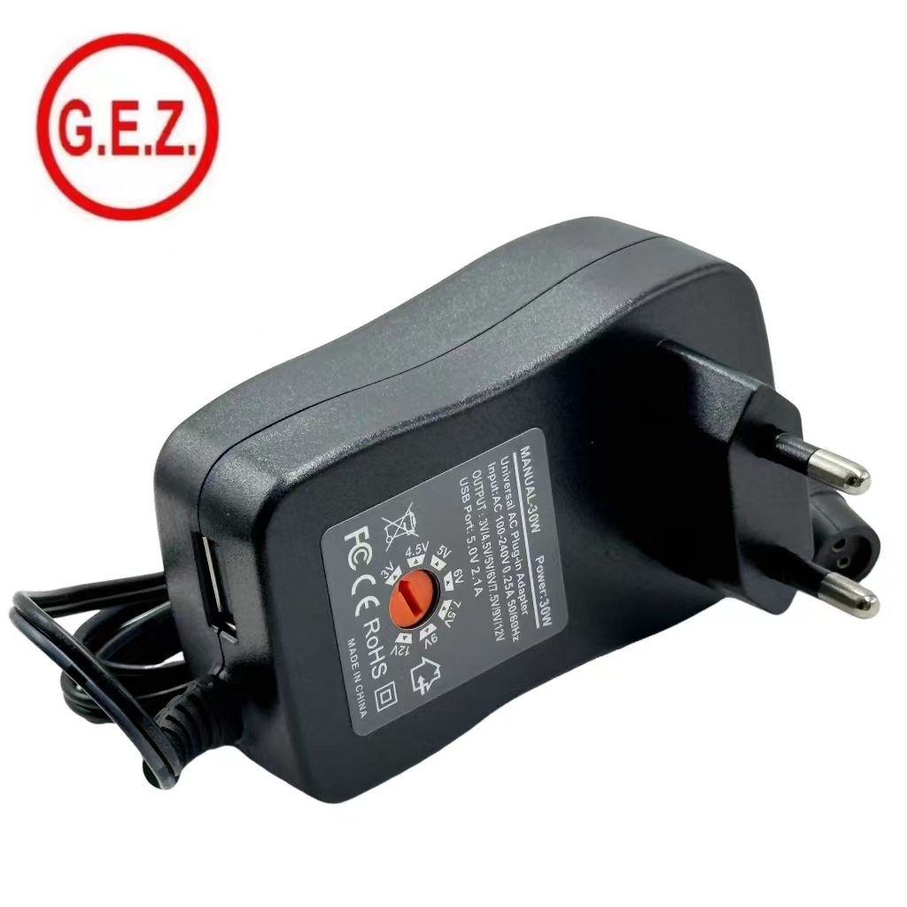 custom ac to dc 30w 24w 12v 9v 7.5v 6v 5v 4.5v 3v 1a adjustable voltage power adapter