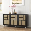 2024 Hot verkopen Nordic Style Natural Sideboard Modern Designs Solid Wood Rattan Opslag Woonkamer keukenkast1