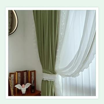Green French Manageable High Shading Curtains