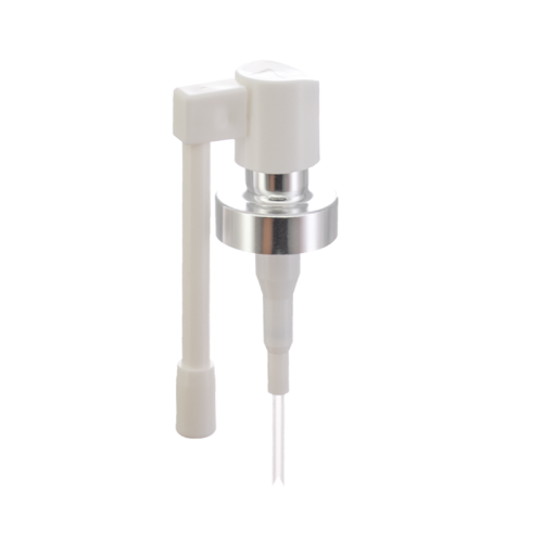 Bomba de crimpagem prateada brilhante de 20 mm com pulverizador oral médico de bico longo