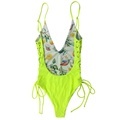 Customizable Leopard Print Neon Yellow Seamless High Cut One-Piece Swimsuits for Women: Elevate Your Beach Style with Sexy Swimwear1