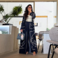 سفارشی جدیدترین لباس مجلسی مسلمان ابیا ست شلوار 2 تکه آستین بلند عبای ترکیه چاپ عبای زنانه لباس مسلمان 1