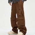 Mens Outdoor Twill 6 τσέπη Baggy Loose Fit Flared Pants Street Man Man Man