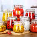 Glass Food Storage Jars With Airtight Clamp Lids Kitchen Canisters For Canning Square Mason Jars1