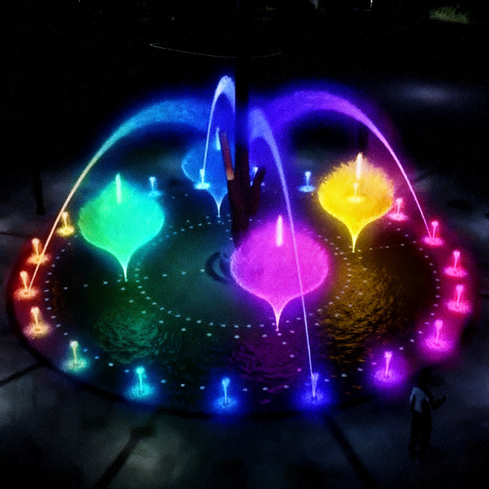 Fonte de piso seco LED decoração de jardim externo