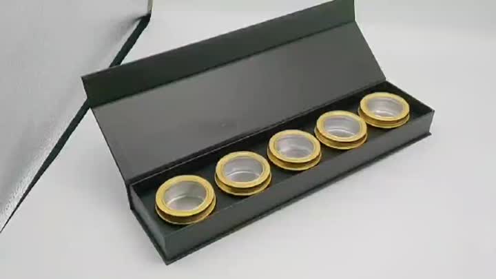 Magnetic black 5 tea  jars empty box