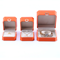 Hanhong Custom Luxury Solid Color Ring Design Orange PU Leder Schmuck Verpackung Box Halskette Armband Ehering Juwely Box1