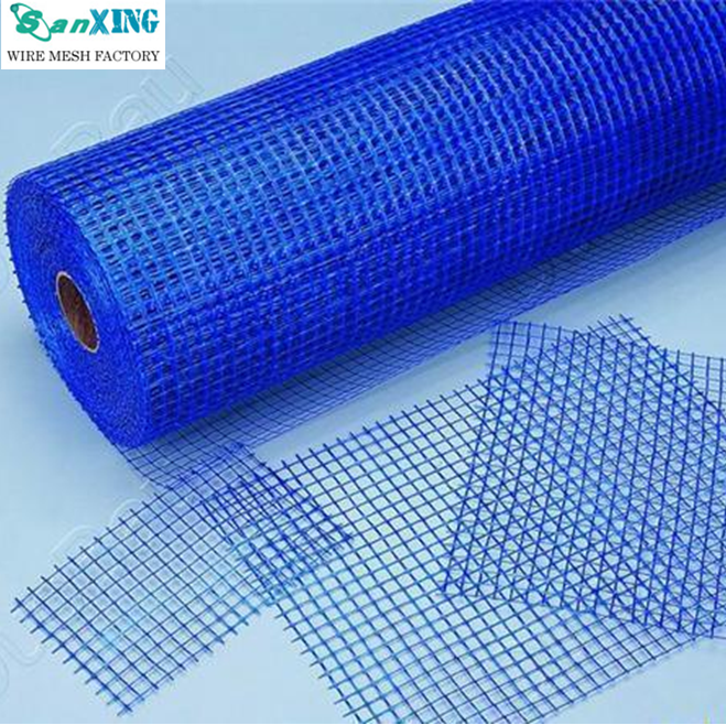 2022 Sanxing // China Factory Supply 4x4 160gr/M2 Orange Blue Glass Serat Mesh Fiberglass Wall Plaspter Net untuk Pasar Turki