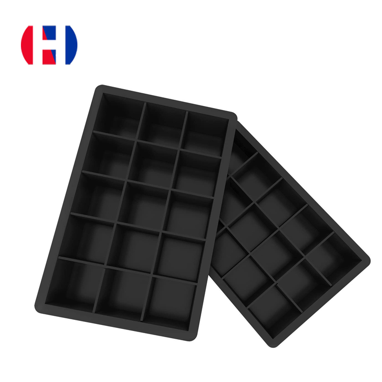 Stampi per vassoi per cubetti di ghiaccio in silicone, 15 cavità vassoio per whisky e cocktail (nero - cavità 15) Hoz Cucina homeolhold1