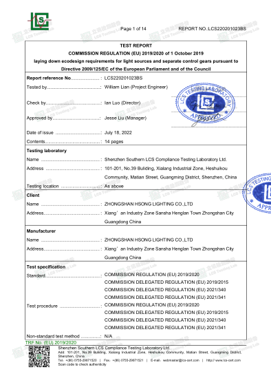 COMMISSION REGULATION (EU) 2019/2020 of 1 0ctober 2019