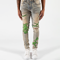 Προσαρμοσμένο 3D Distreded Centreded Snake Snake Denim Jean για MEN1