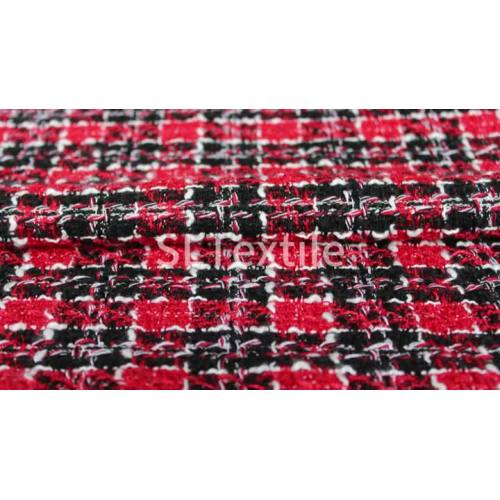 ブランドデザインスーツ用の黒赤織チェック柄ポリエステル100%生地