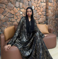 2025 عبای زنانه ممتاز Abaya Musulmane متالیک پلی استر سایز پلاس زنانه لباس زنانه Abaya Modest Muslim Kaftan Abaya عمده فروشی1