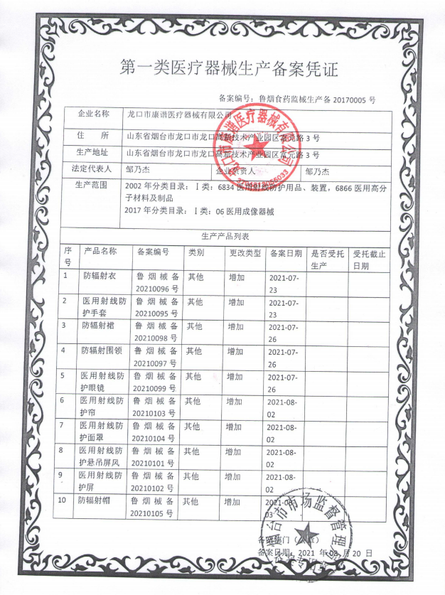 production certificate
