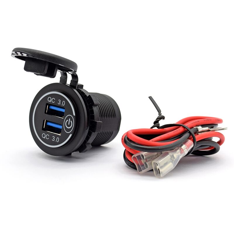 Metal USB Car Charger 4.2a شاحن سريع آخر ، الهاتف المحمول 2 × USB CE ROHS 5V 1A YJ-DS2016-2 DC12-24V E-motorcycle