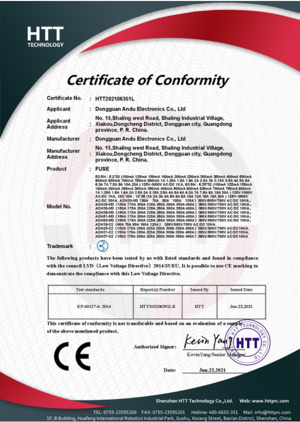 Certificate Of Conformity