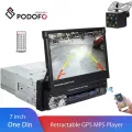 Podofo 1 din 7" Universal Car Radio GPS Navigation Autoradio Video Player Bluetooth Retractable Touch Screen MP5 Stereo Audio