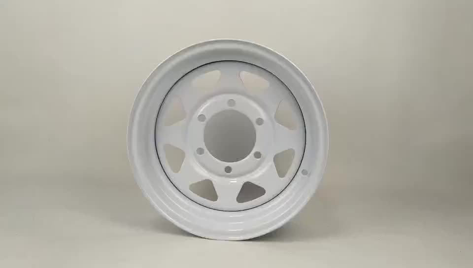 New Trailer Wheels 16x6 Powder Coated White Rims Spoke 8 PCD 8X165.1 Trailer Rims1