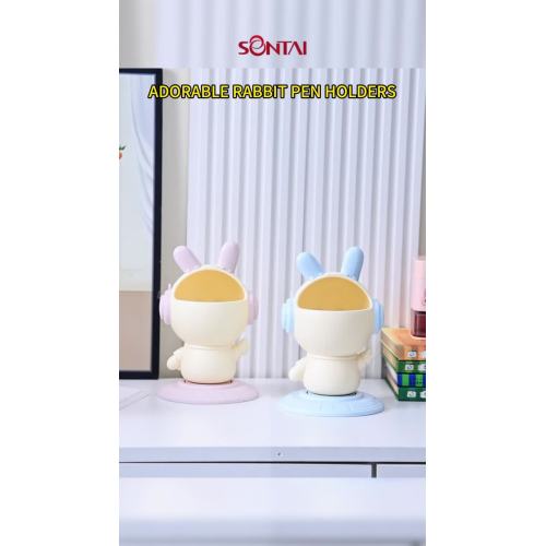 Adorável porta-canetas de coelho para decoração de mesa infantil