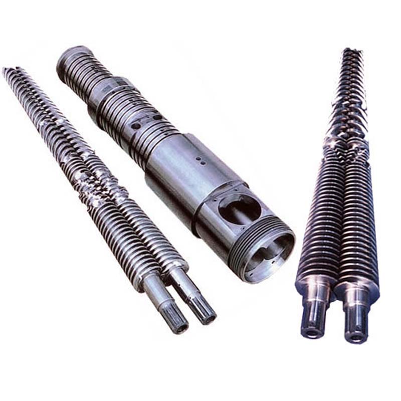 Skru kembar konikal bimetallic PE pvc paip conical twin screw tong extruder Screw Barrel D60 D75 D80 D90 Silinder