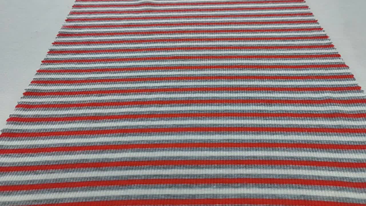 China Supplier Soft And Stretchy Stripe Pattern Yarn Dyed 2*2 Rib Fabrics For Sweater dress/Garment1