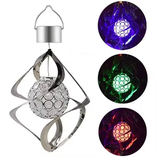 Coloridos hilanderos de viento LED con energía solar para decoración del jardín1