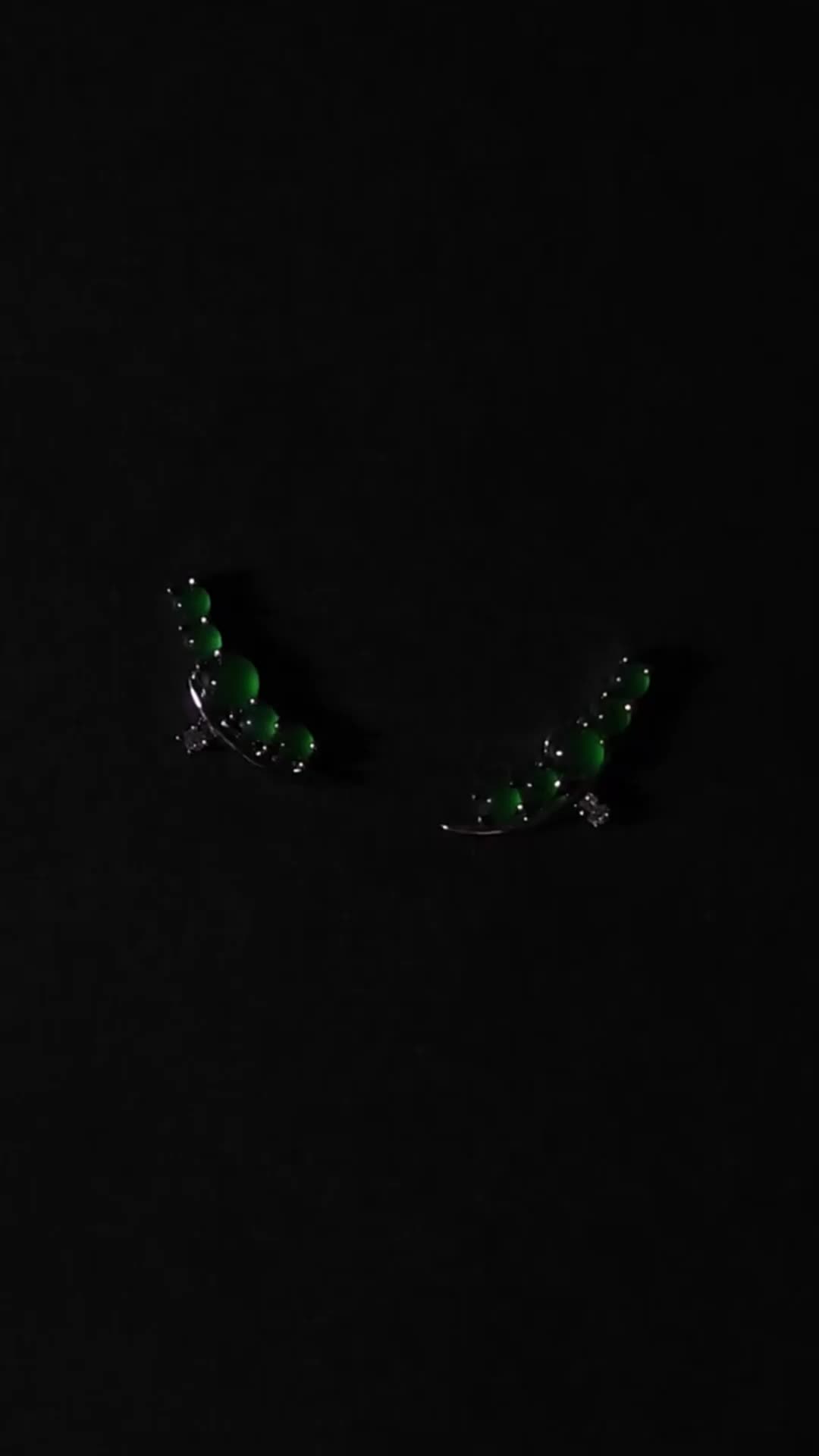 Charming Highest Level Genuine Jadeite Jade 18K White Gold Diamond Full Green Color Icy Jadeite Stud Earrings1