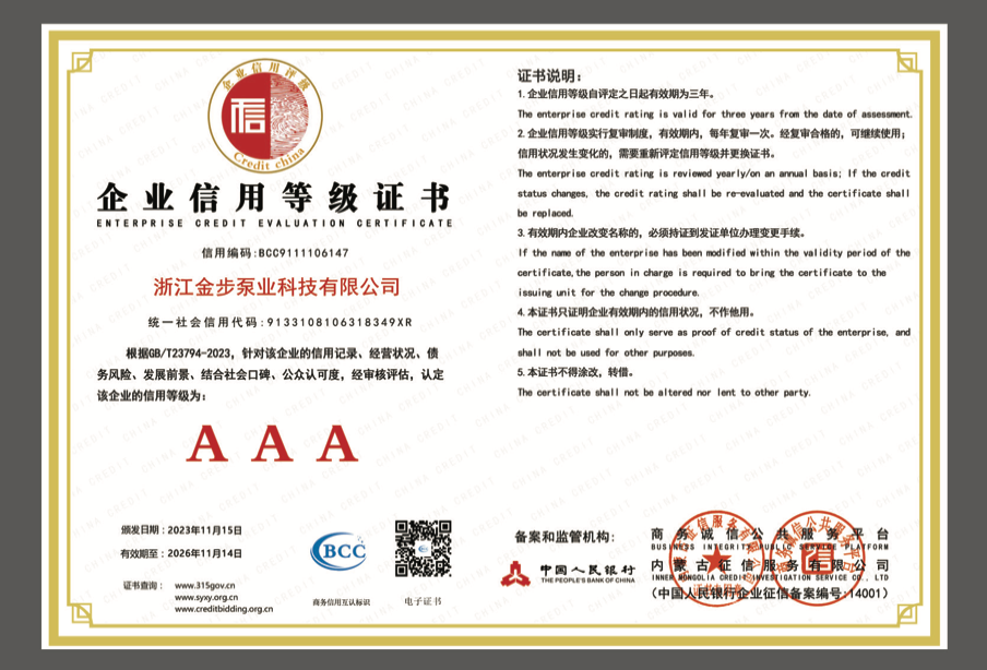 Enterprise Credit Rating Certificate