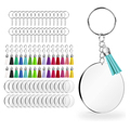 120 Pcs Acrylic Keychain Blanks with Key Rings and Tassels for Crafts & Bulk Orders1