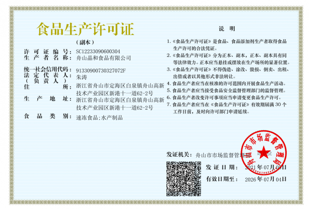 FOOD PRODUCTION LICENCE