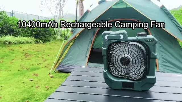 Fan Fan Camping Fan untuk Berkemah Baterai 7200mAh Dioperasikan sebagai Power Bank, USB Fan Camping dengan LED Light1