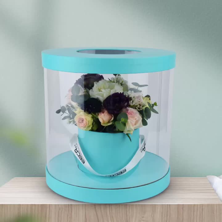 Light blue clear flower box round