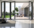 ขายส่งที่อยู่อาศัย Lowe Glass โปร่งใสอลูมิเนียมยาว Bi หีบเพลงหีบเพลง Bifold Sliding Exterior Door1